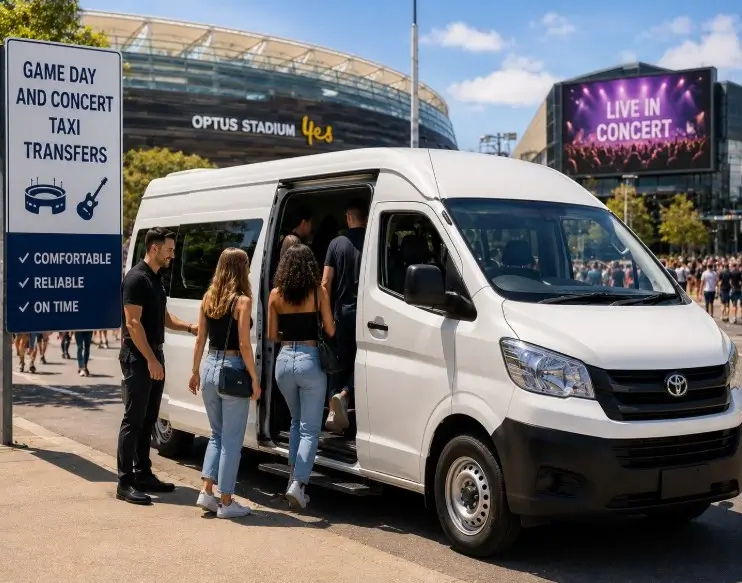Game Day and Concert Taxi Transfers for Perth venues
